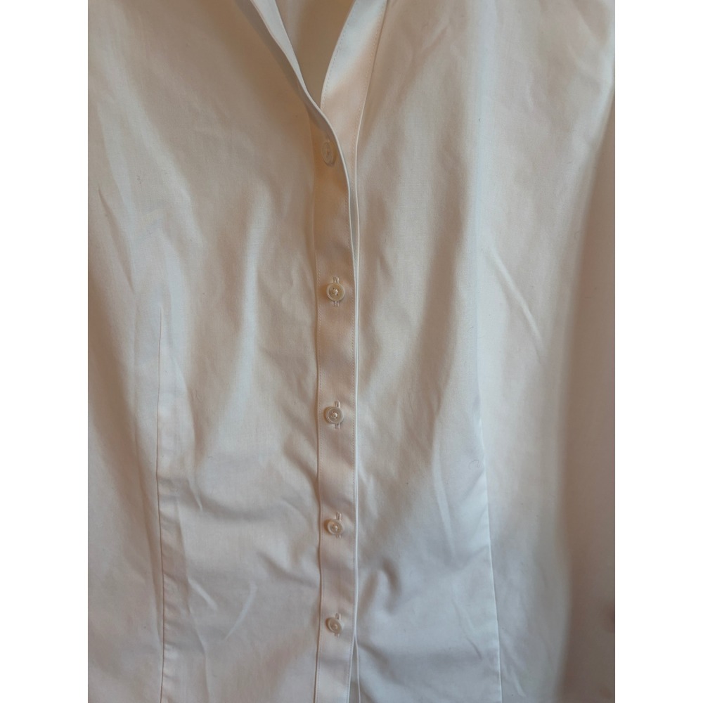 Talbots Petite White Non-Iron Sleeveless Button Down Shirt 10P Cotton Blend